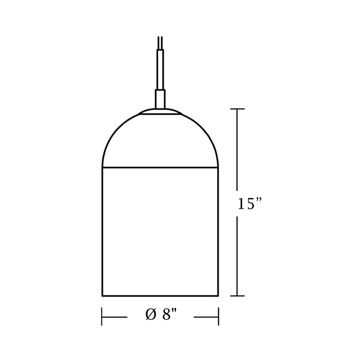 Kiran LED Single Pendant Light - line drawing.