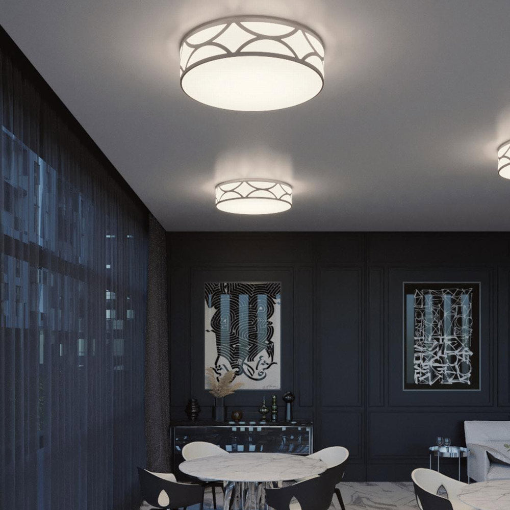 Lake LED Flush Mount Ceiling Light in living room.