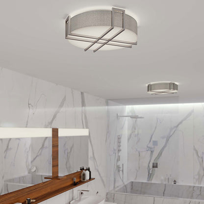 Lambert LED Flush Mount Ceiling Light in bathroom.