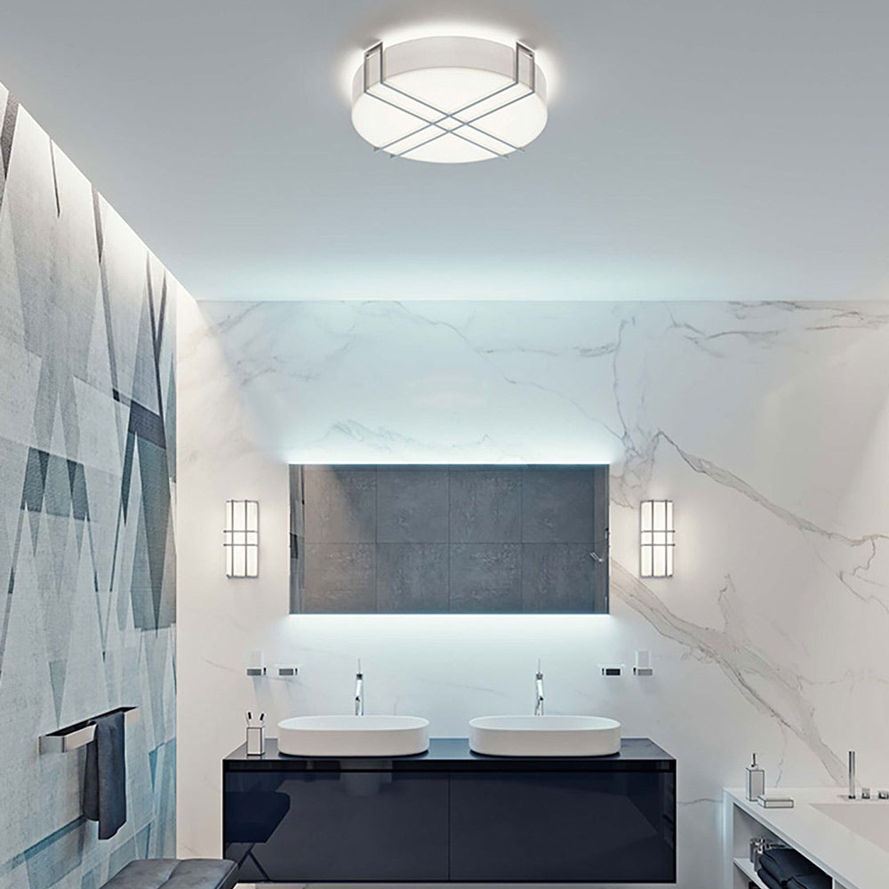 Lambert LED Flush Mount Ceiling Light in bathroom.