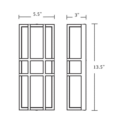 Lambert LED Wall Light - line drawing.