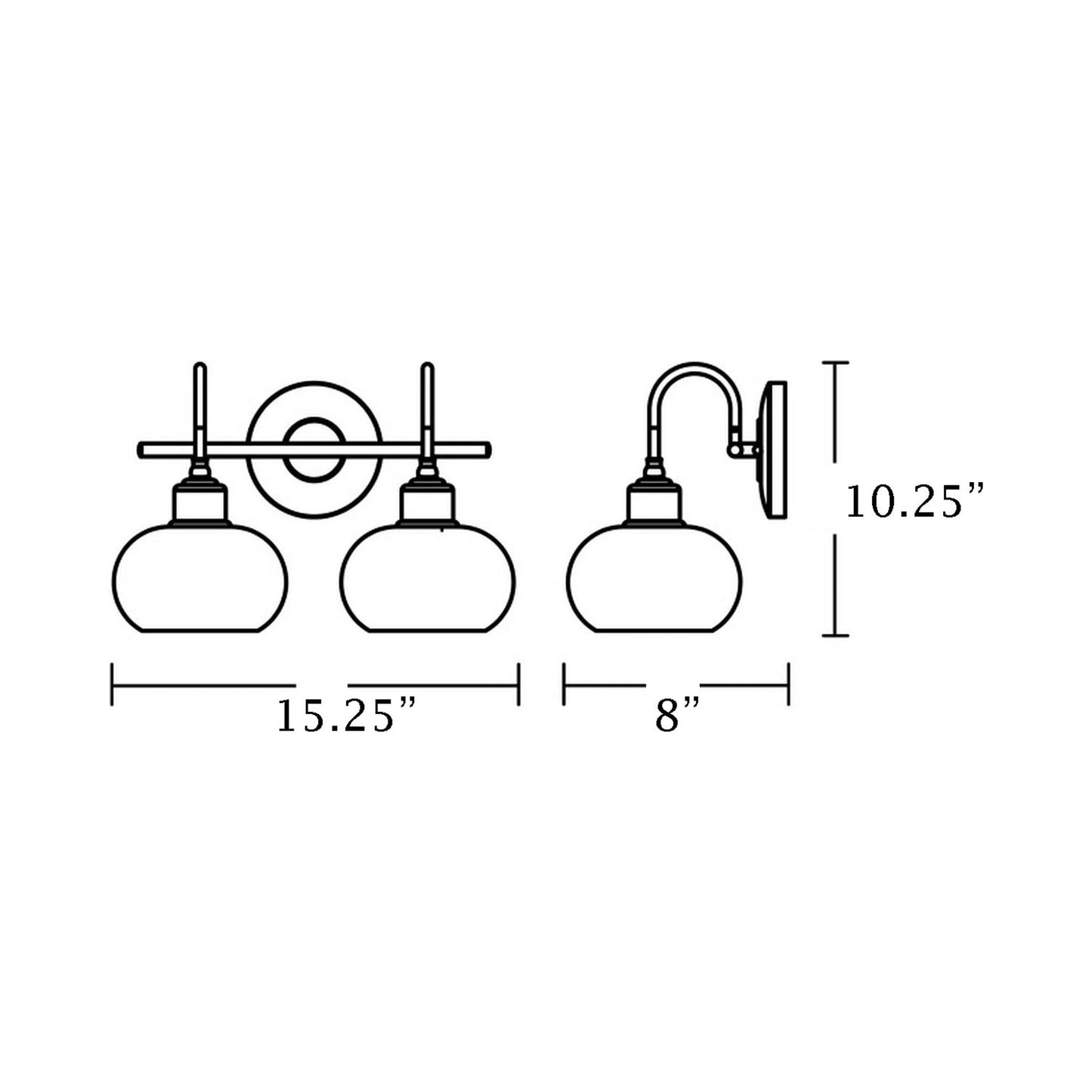 Laney Bath Vanity Light - line drawing.
