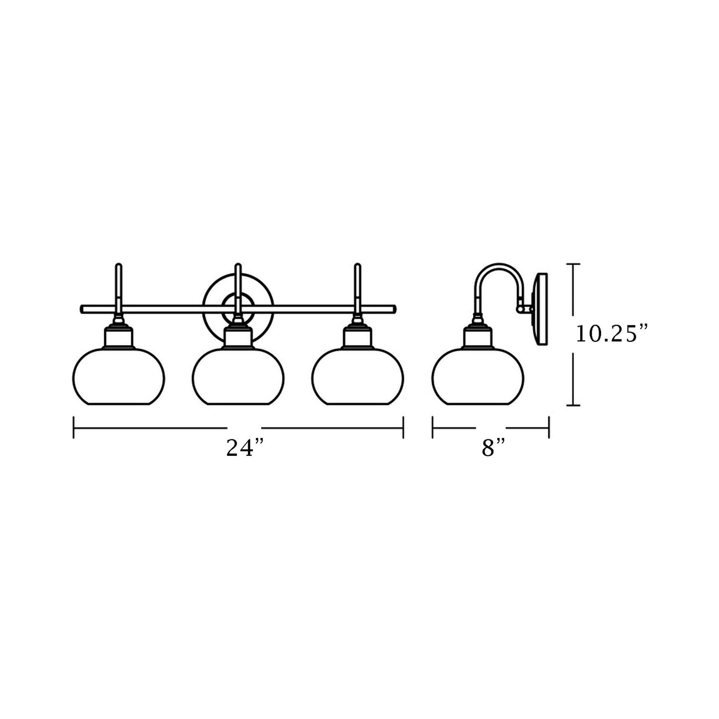 Laney Bath Vanity Light - line drawing.