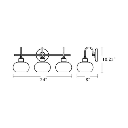 Laney Bath Vanity Light - line drawing.