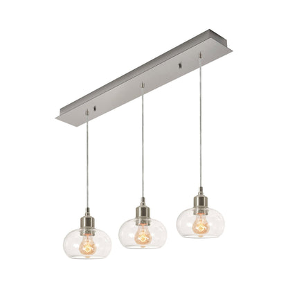 Laney Linear Pendant Light in Satin Nickel.