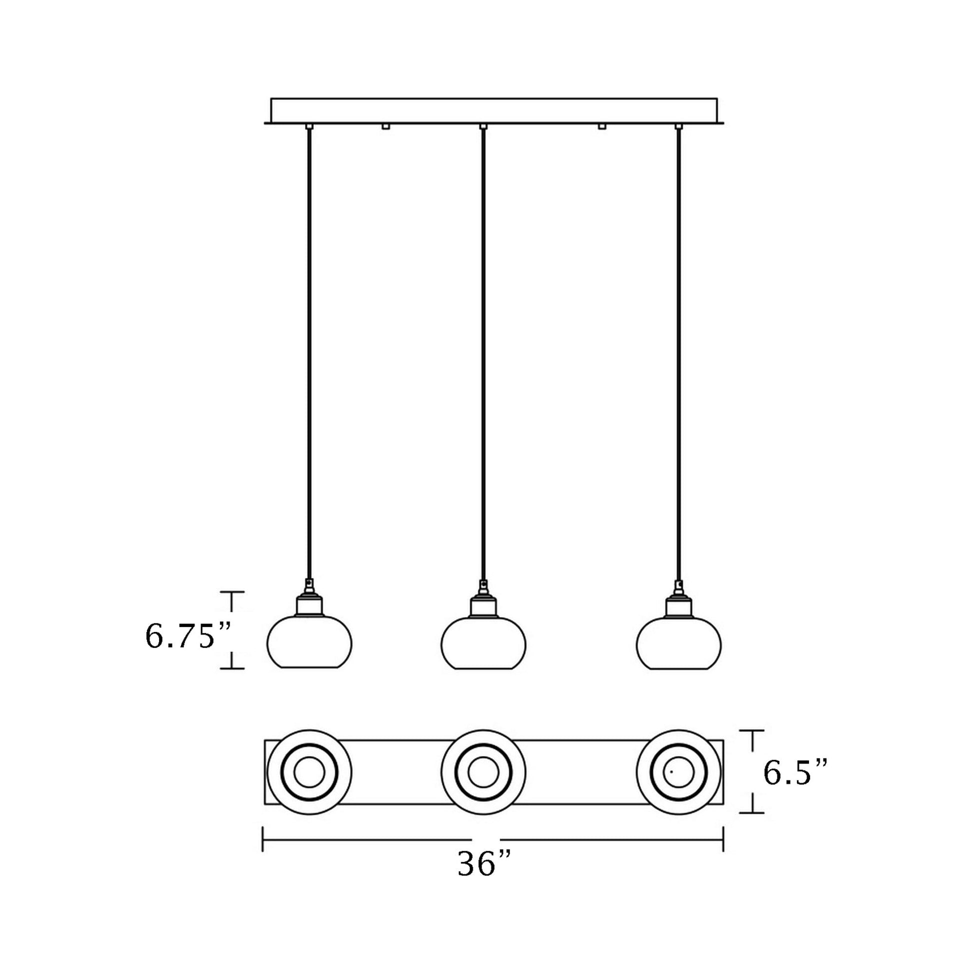 Laney Linear Pendant Light - line drawing.