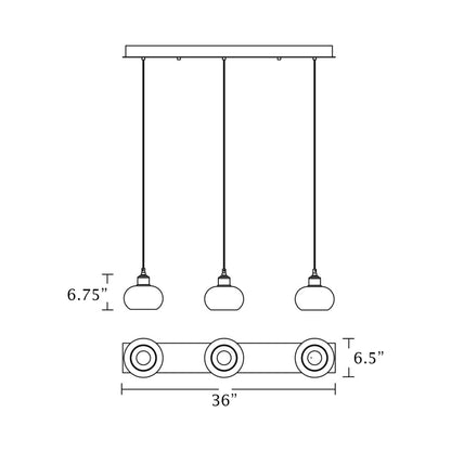 Laney Linear Pendant Light - line drawing.