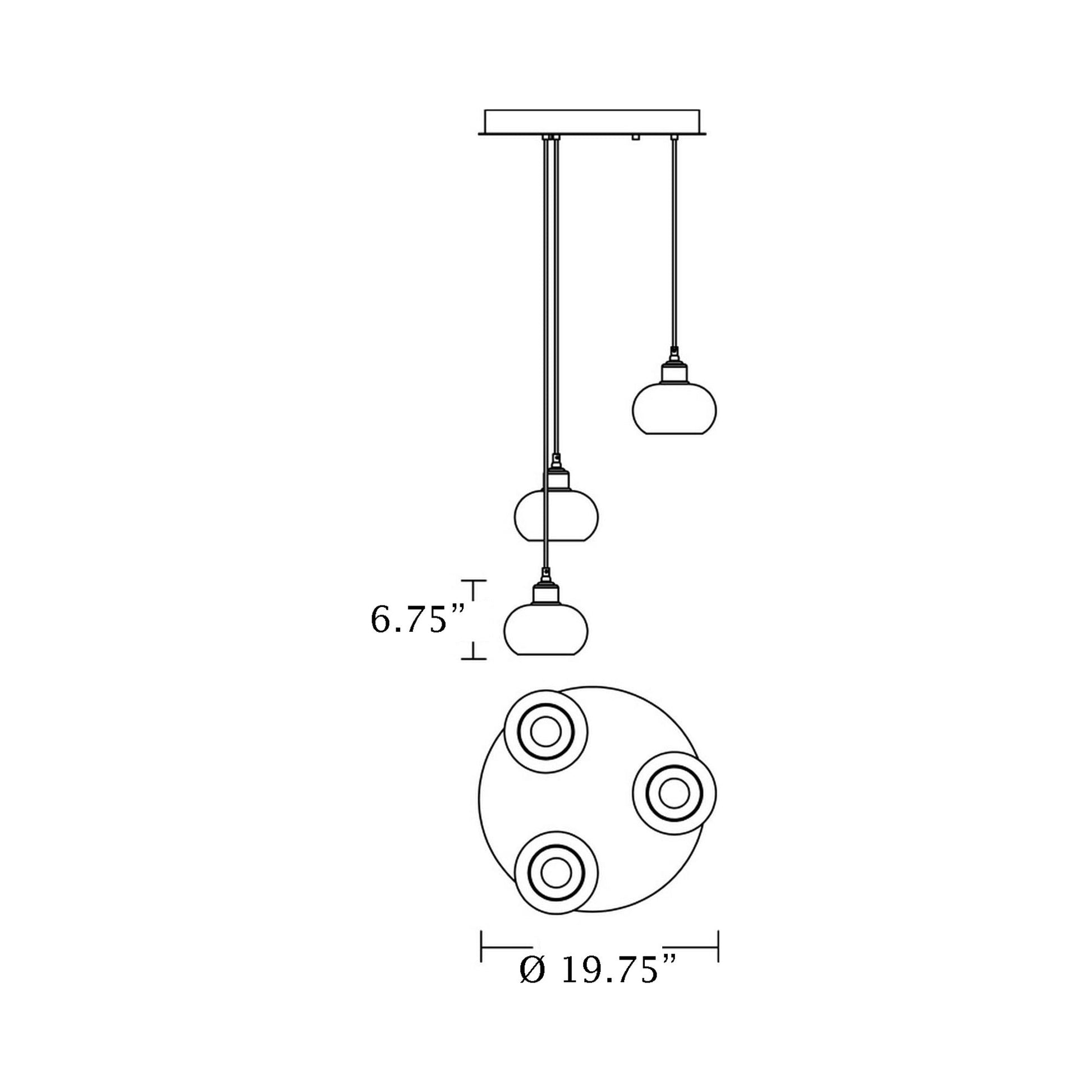 Laney Round Pendant Light - line drawing.