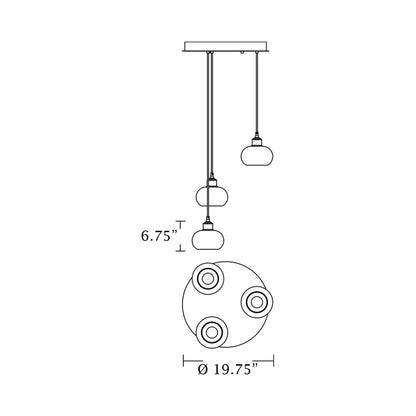 Laney Round Pendant Light - line drawing.
