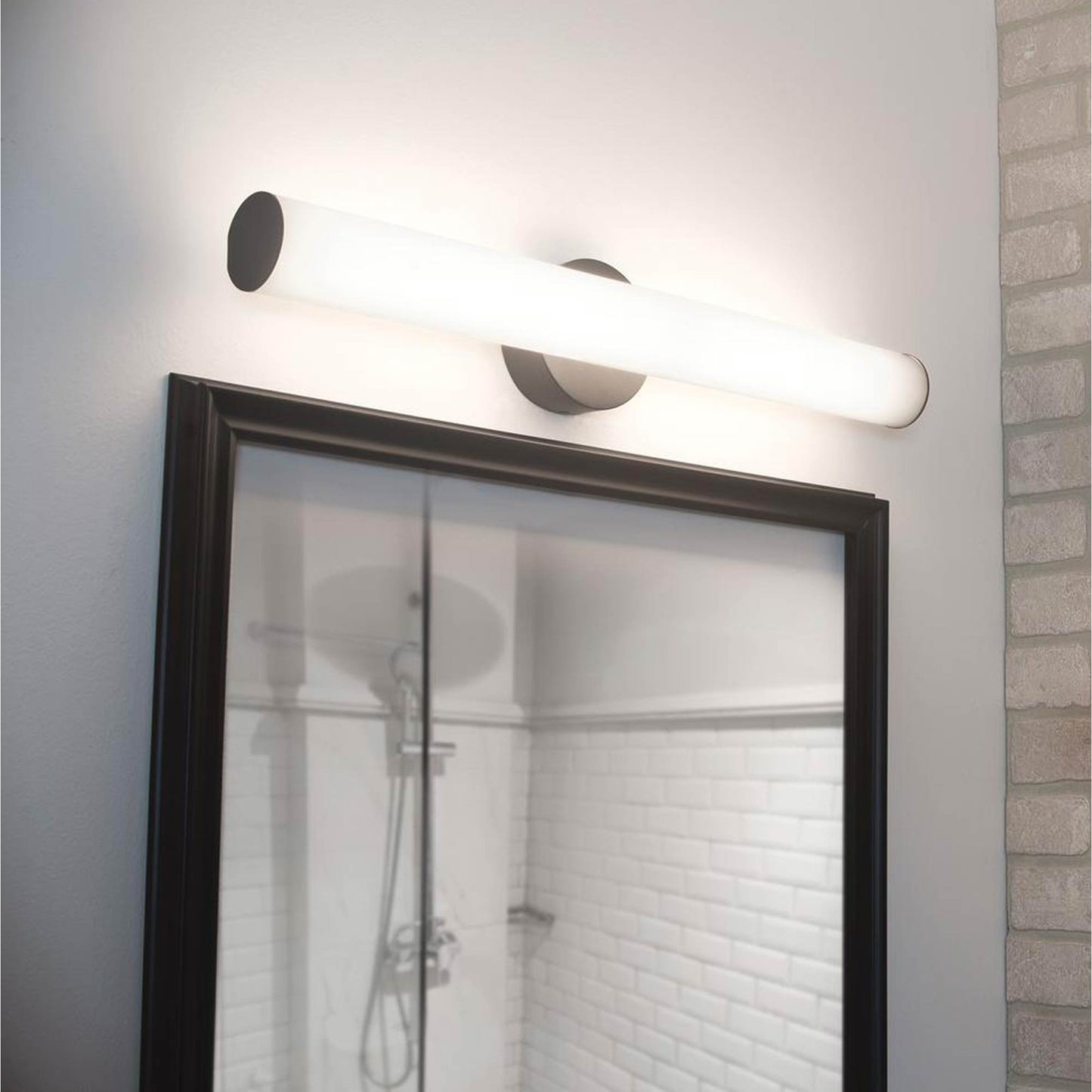 Leia LED Vanity Wall Light in bathroom.