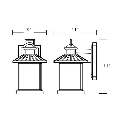 Lennon Outdoor Wall Light - line drawing.