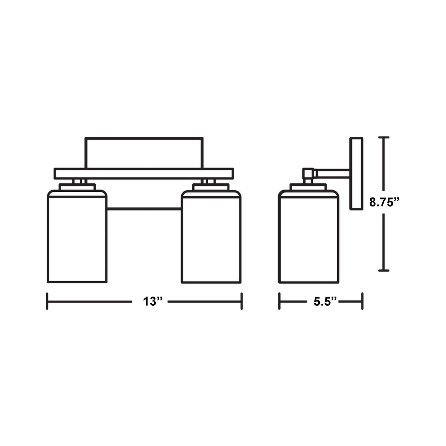 Leo Bath Vanity Light - line drawing.