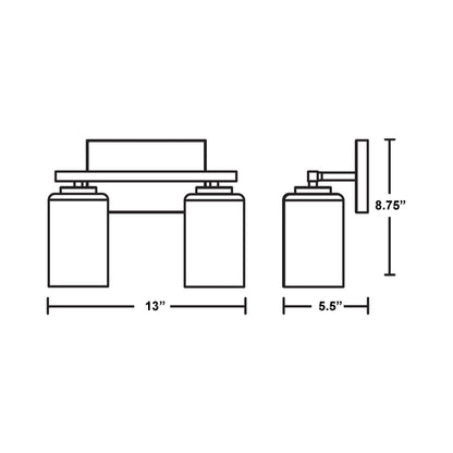 Leo Bath Vanity Light - line drawing.