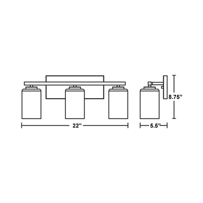 Leo Bath Vanity Light - line drawing.