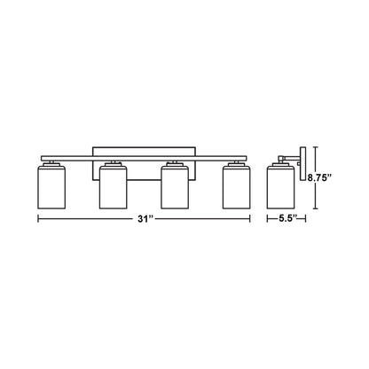 Leo Bath Vanity Light - line drawing.