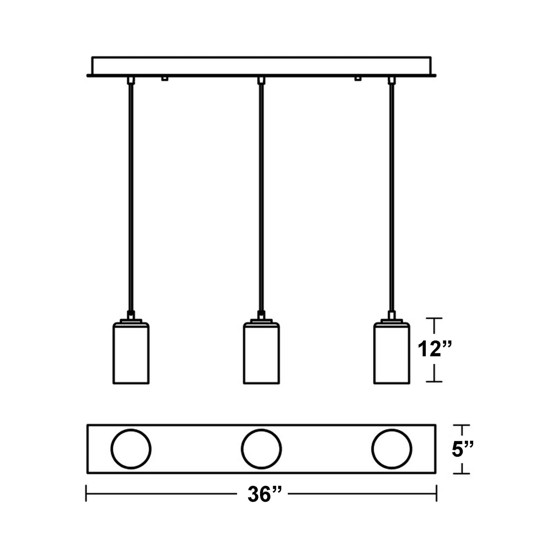 Leo Linear Pendant Light - line drawing.