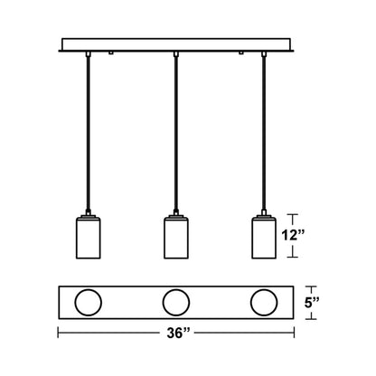 Leo Linear Pendant Light - line drawing.