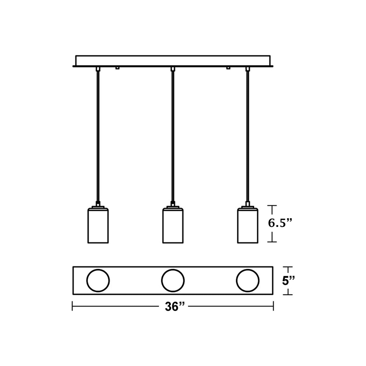 Leo Linear Pendant Light - line drawing.