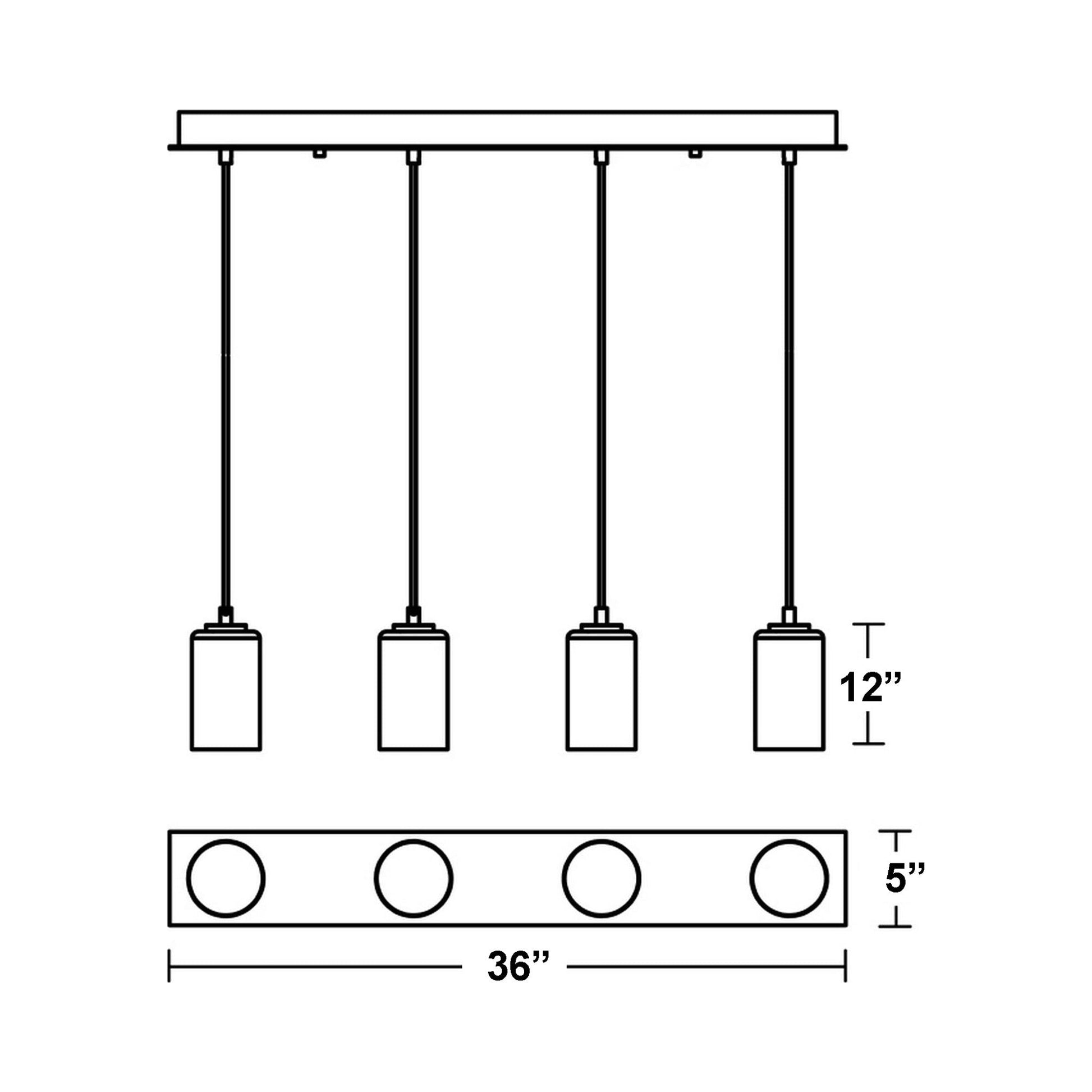 Leo Linear Pendant Light - line drawing.