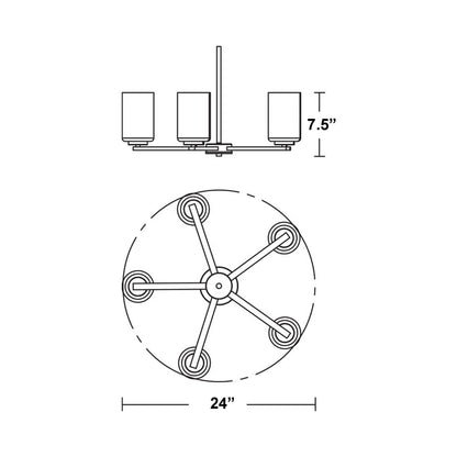 Leo Pendant Light - line drawing.