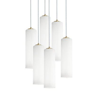 Leo Round Pendant Light in Light Antique Brass (6-Light/12-Inch).