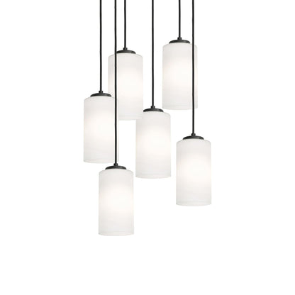 Leo Round Pendant Light in Black (6-Light/6.5-Inch).