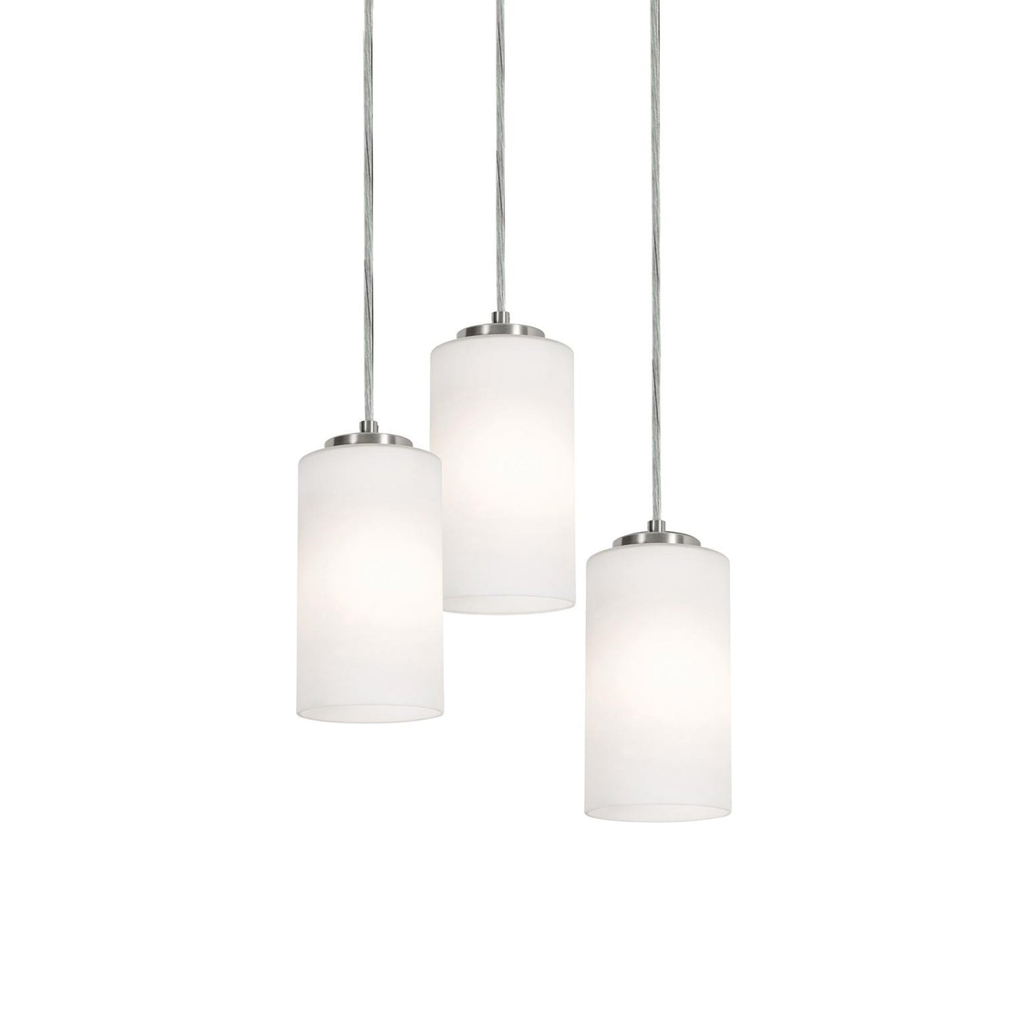 Leo Round Pendant Light in Satin Nickel (3-Light/6.5-Inch).