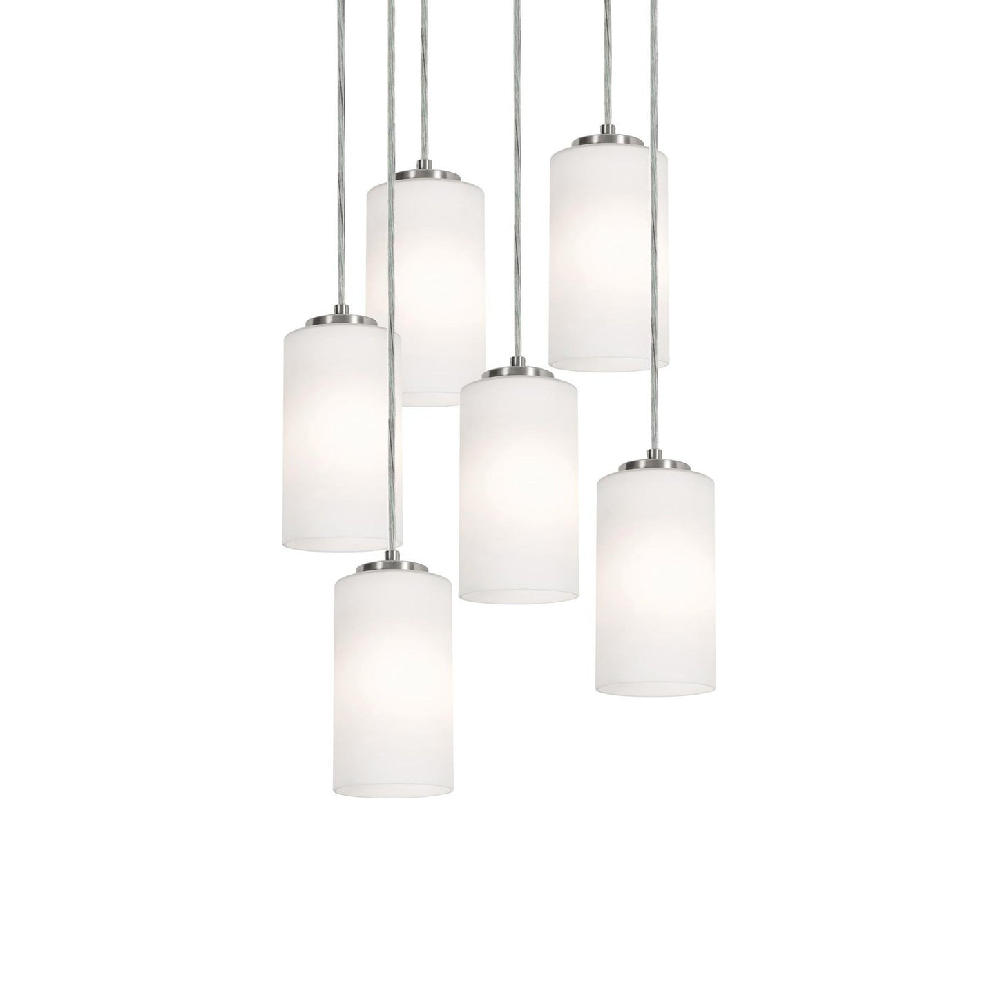 Leo Round Pendant Light in Satin Nickel (6-Light/6.5-Inch).