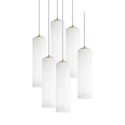 Leo Round Pendant Light in Light Antique Brass (6-Light).