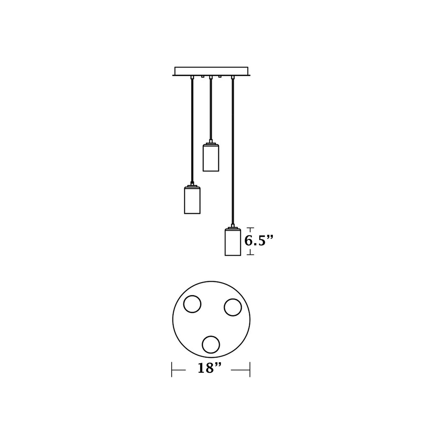 Leo Round Pendant Light - line drawing.
