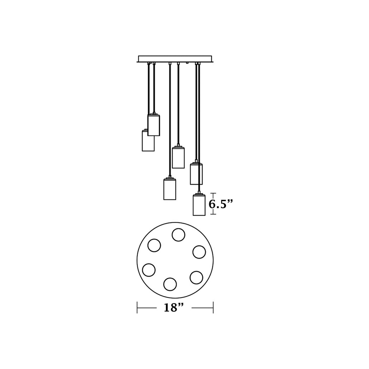 Leo Round Pendant Light - line drawing.