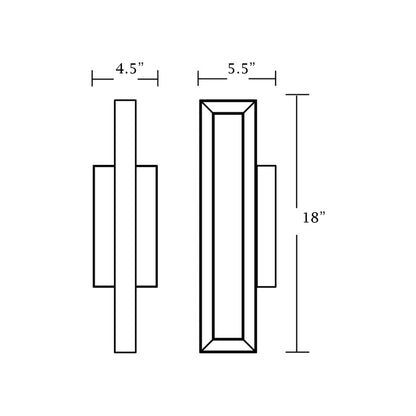 Liam Outdoor LED Wall Light - line drawing.