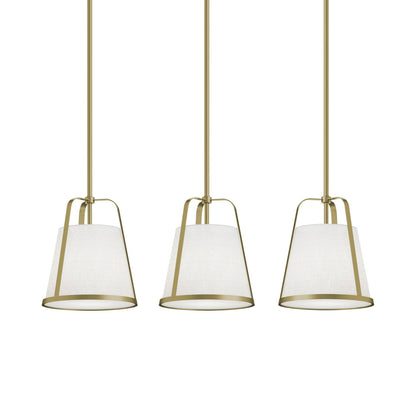 Lizzette Linear Pendant Light in Light Antique Brass.
