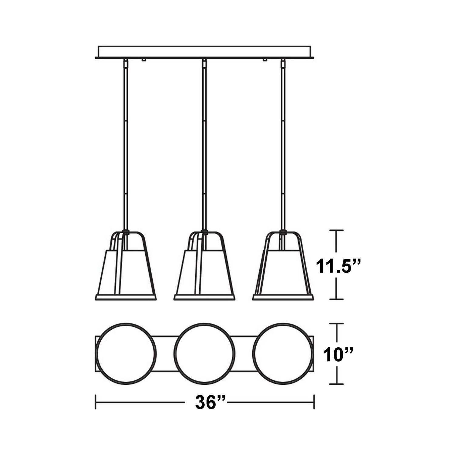 Lizzette Linear Pendant Light - line drawing.