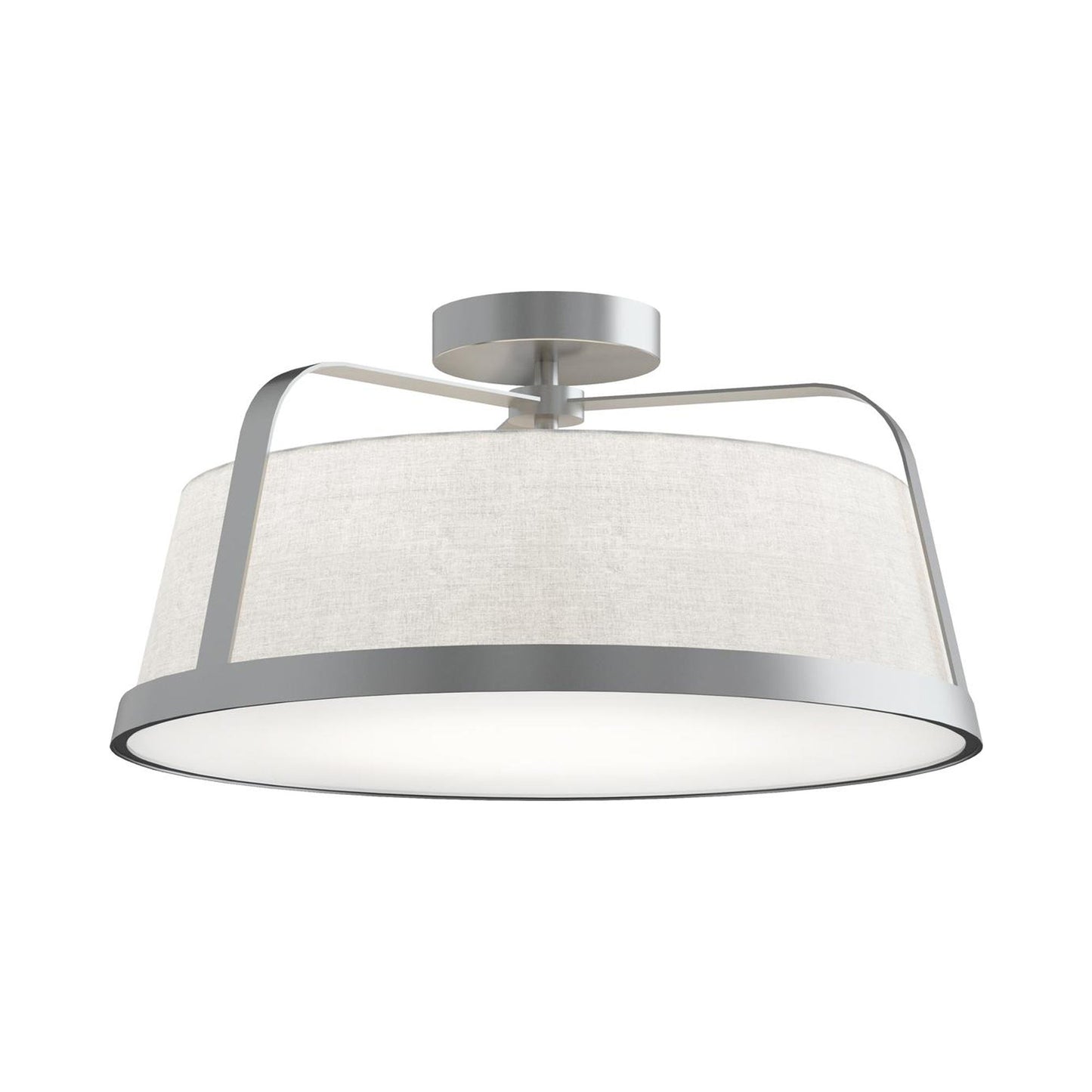 Lizzette Semi Flush Mount Ceiling Light in Satin Nickel.
