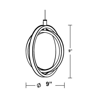 Lock LED Pendant Light - line drawing.