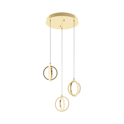 Lock Round LED Pendant Light in Satin Brass.
