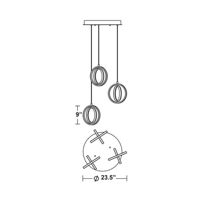 Lock Round LED Pendant Light - line drawing.