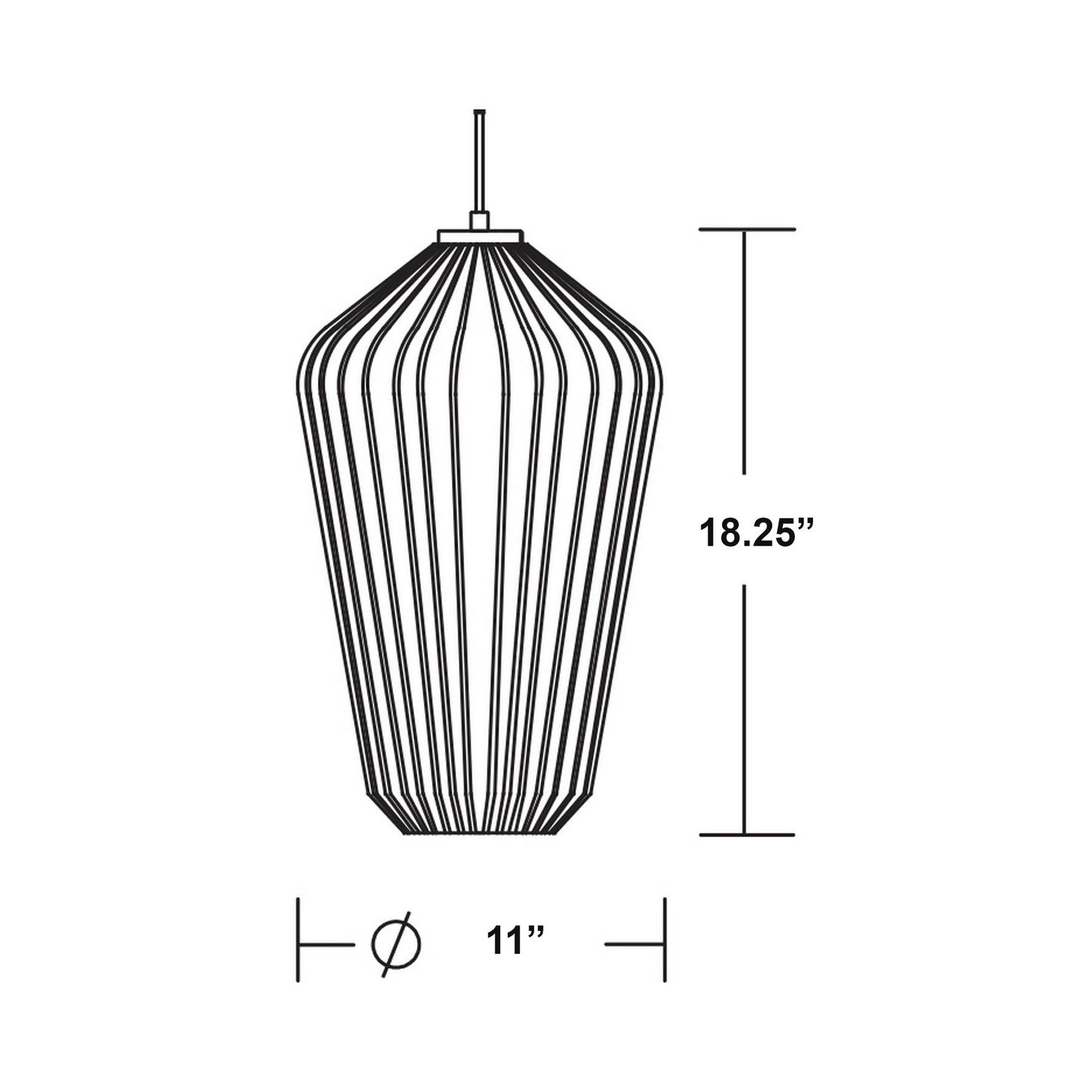 Lola Pendant Light - line drawing.