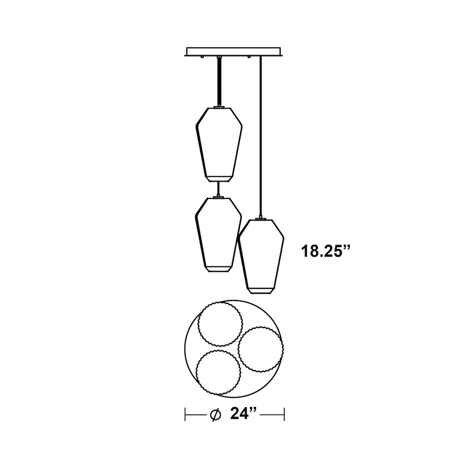 Lola Round Pendant Light - line drawing.