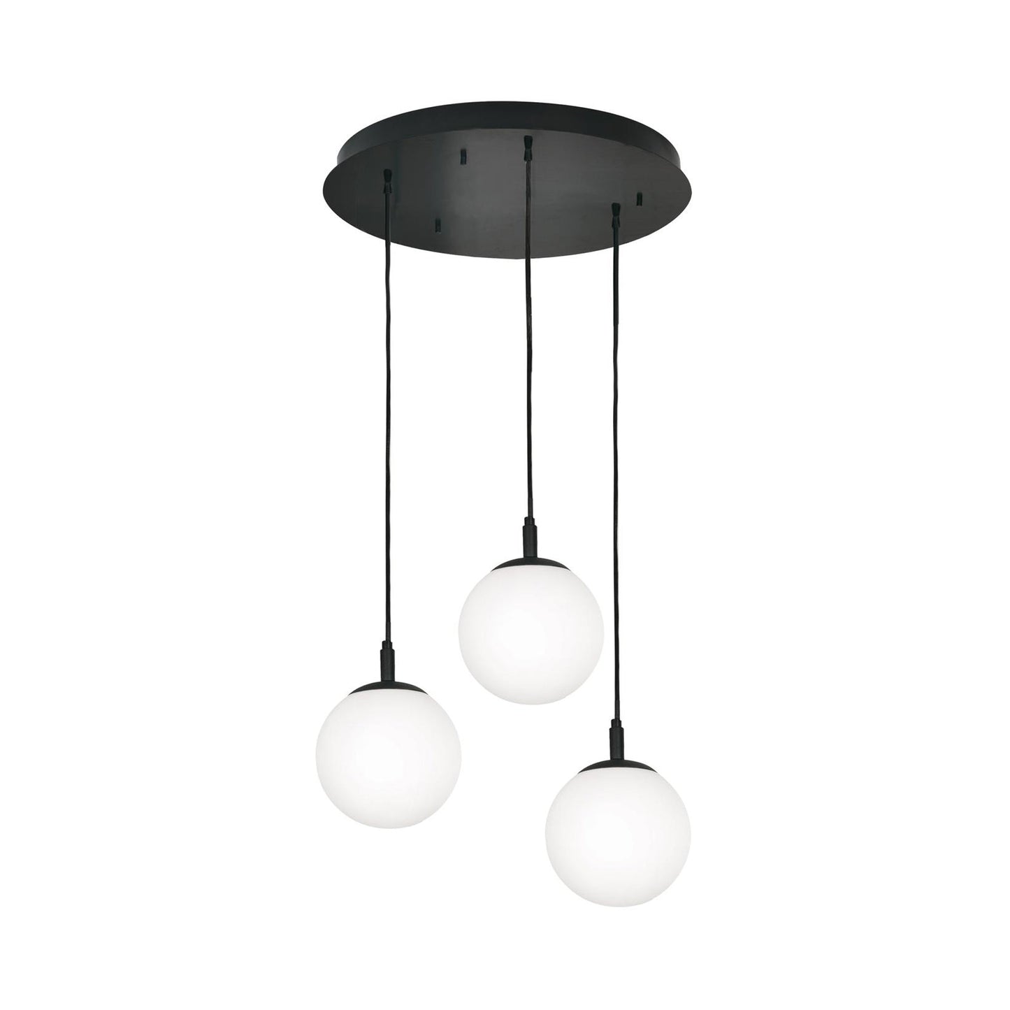 Loretto Round Pendant Light in Black (3-Light).