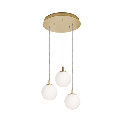 Loretto Round Pendant Light in Satin Brass (3-Light).