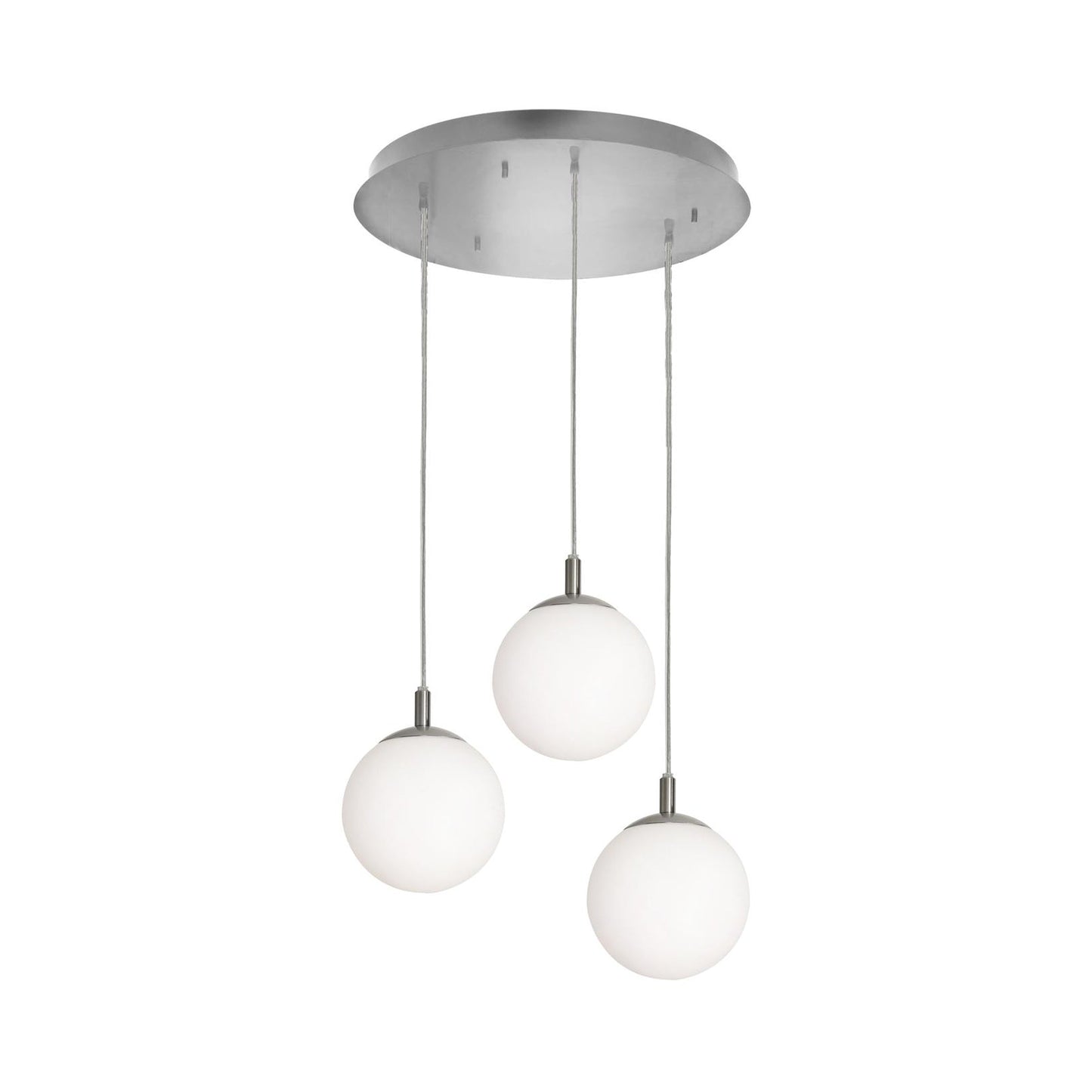 Loretto Round Pendant Light in Satin Nickel (3-Light).