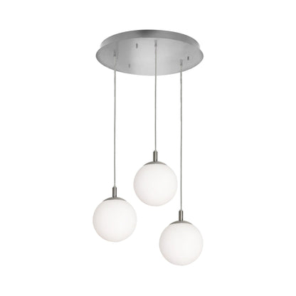 Loretto Round Pendant Light in Satin Nickel (3-Light).