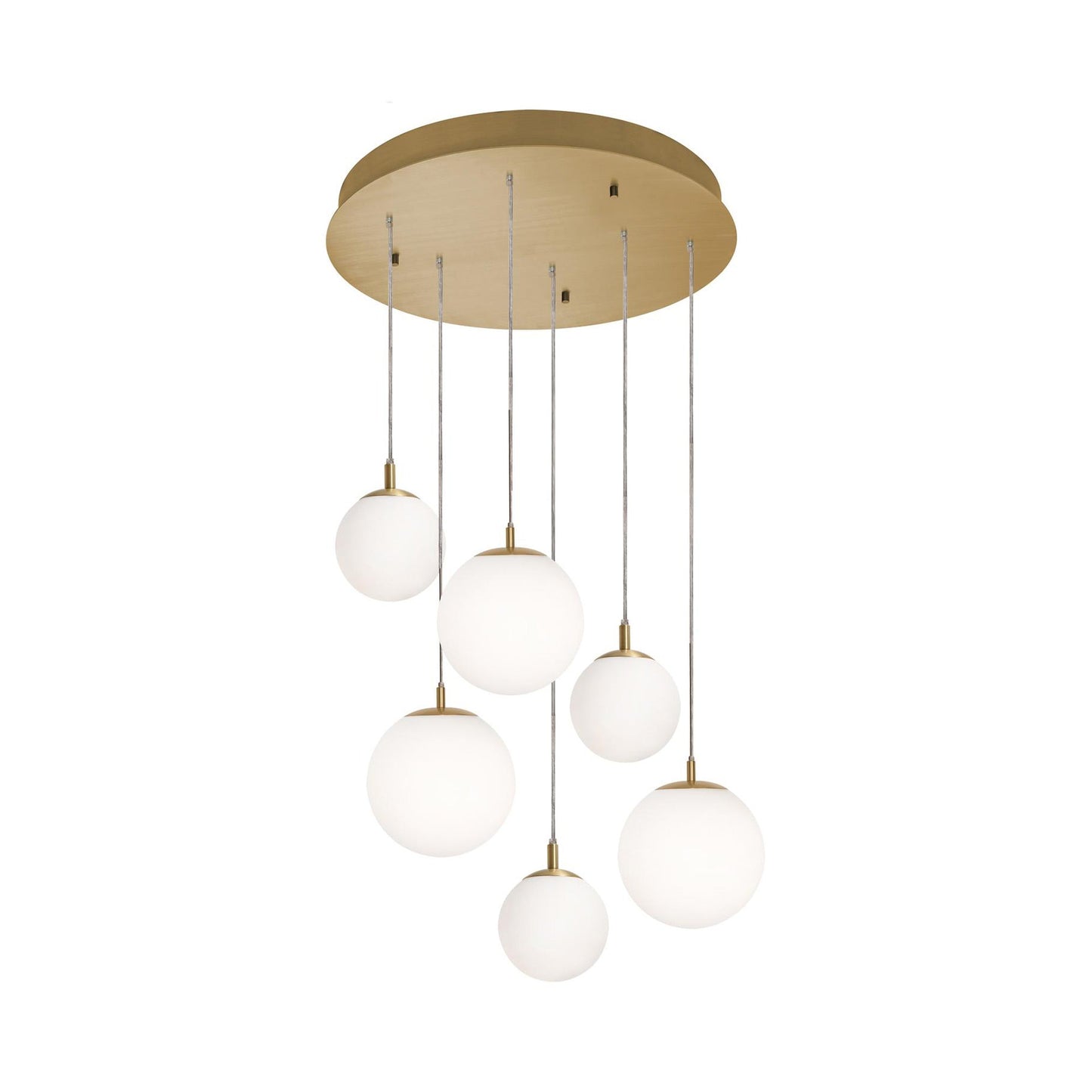Loretto Round Pendant Light in Satin Brass (6-Light).