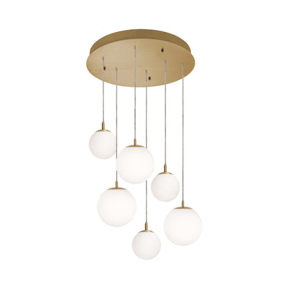 Loretto Round Pendant Light in Satin Brass (6-Light).