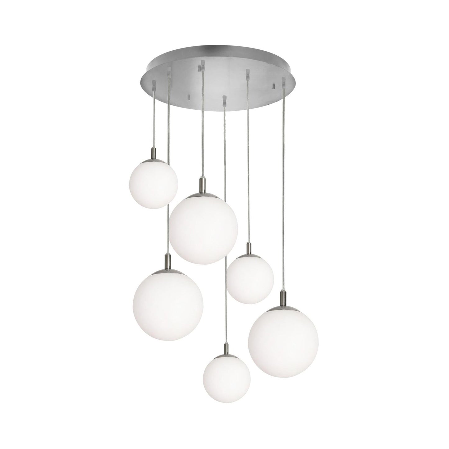 Loretto Round Pendant Light in Satin Nickel (6-Light).
