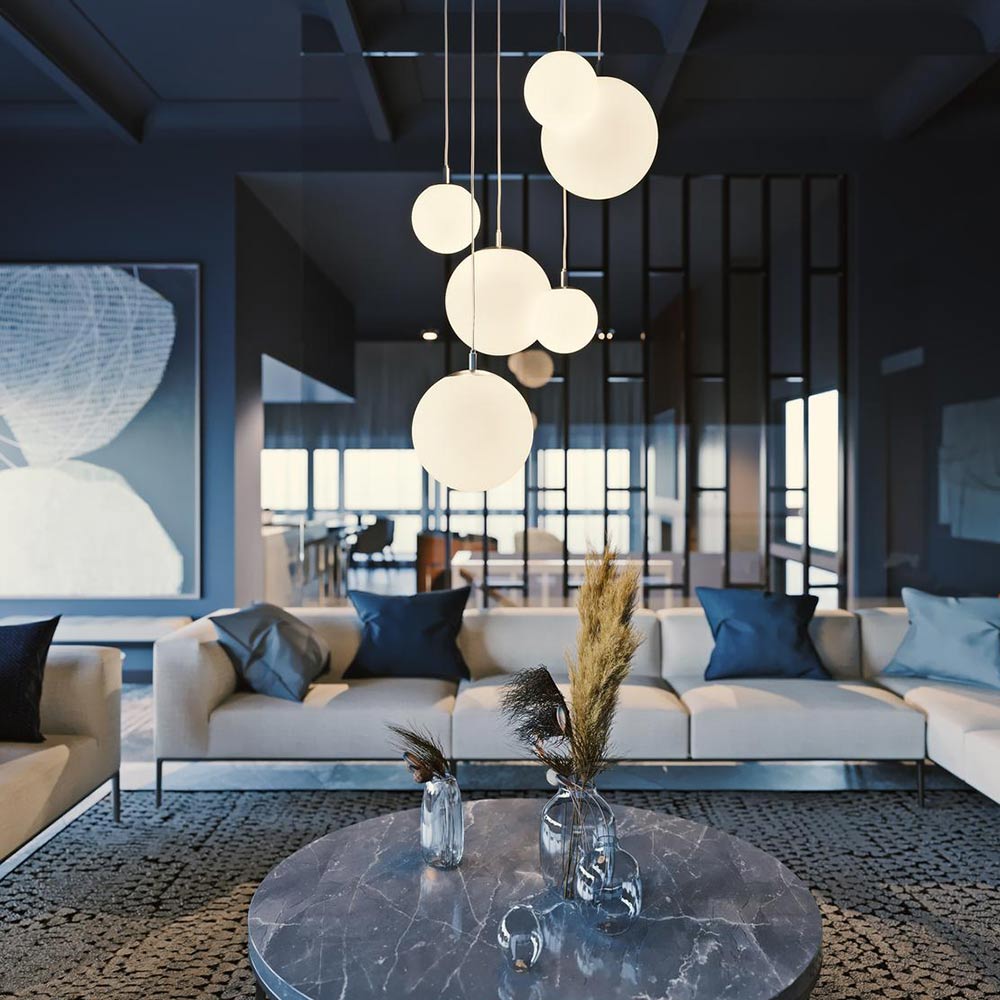 Loretto Round Pendant Light in living room.