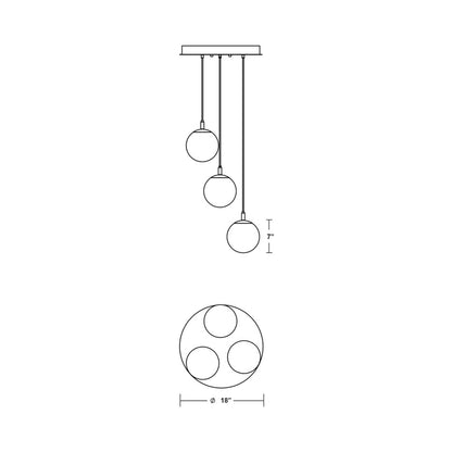 Loretto Round Pendant Light - line drawing.