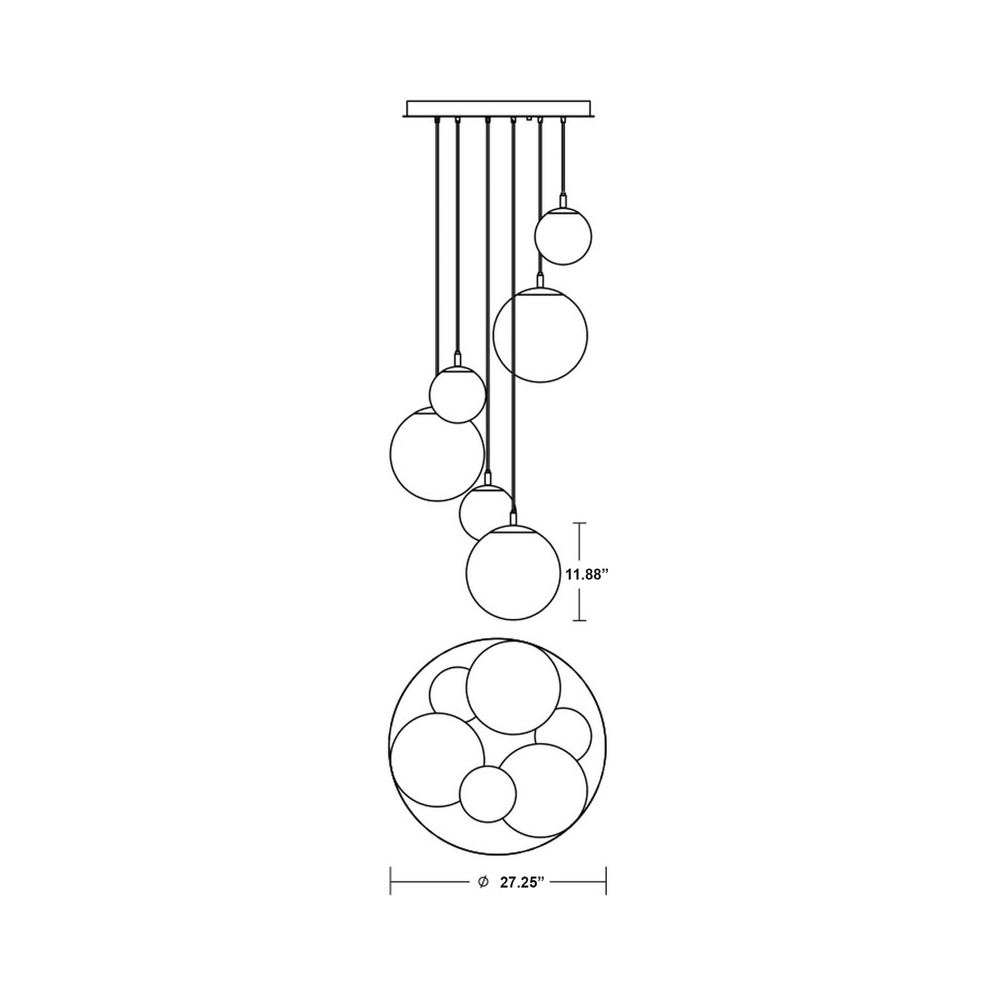 Loretto Round Pendant Light - line drawing.